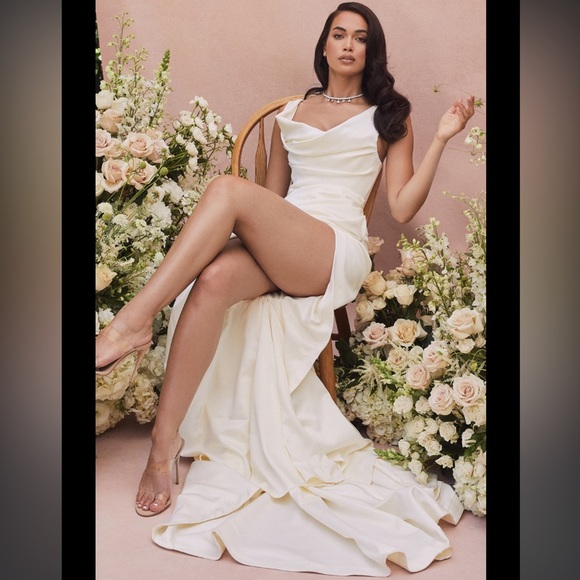 House of CB 'Delphine' Ivory Draped Corset Bridal‎ Gown NWOT size M - Picture 3 of 16